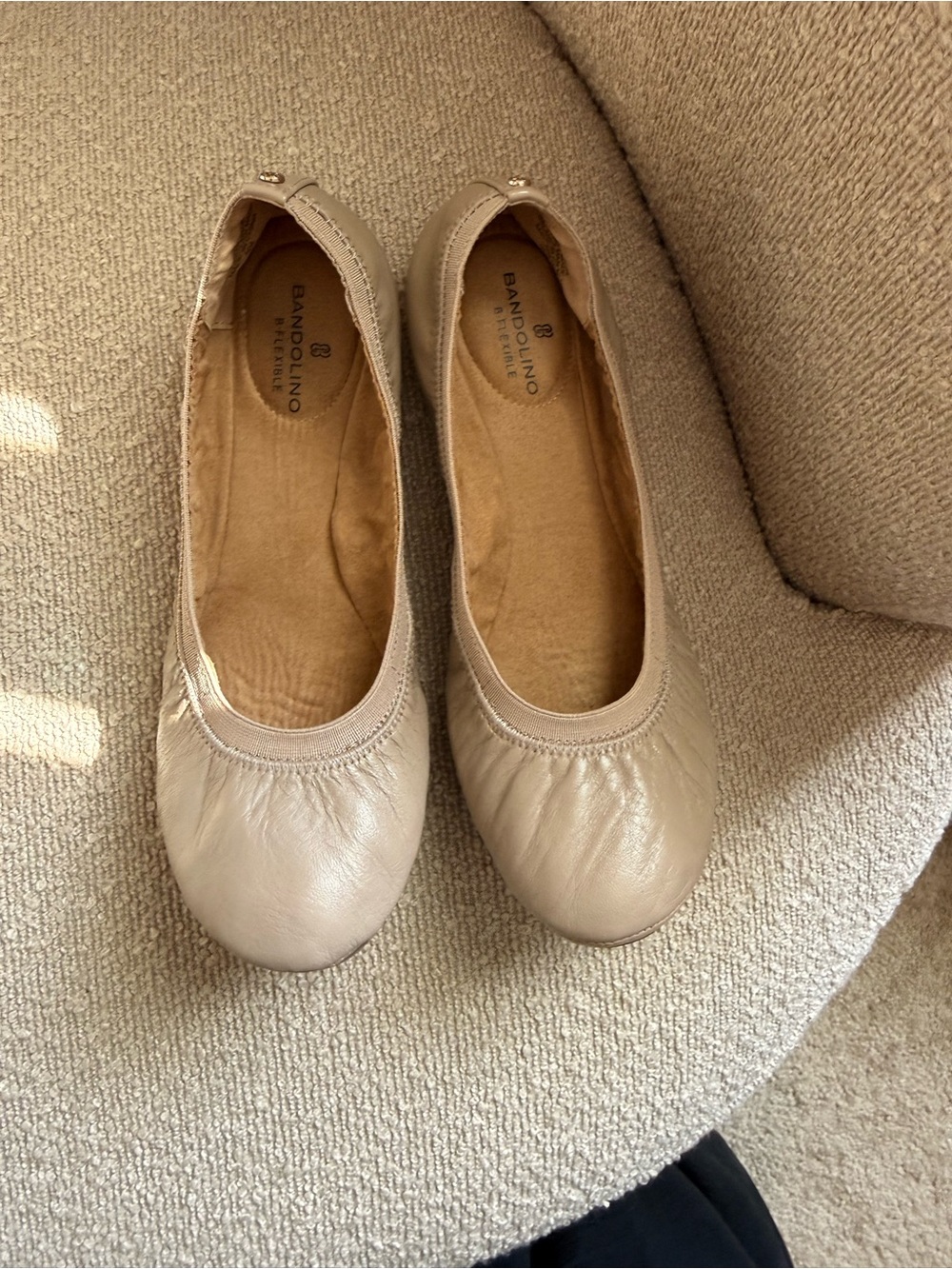 Bandolino Neutral Beige Leather Ballet Flats